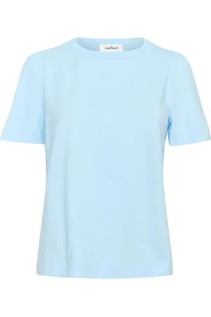 Soaked in Luxury Top, Dame, Blå, 2XL, Bomuld, Puff Tee Top Nantucket Breeze