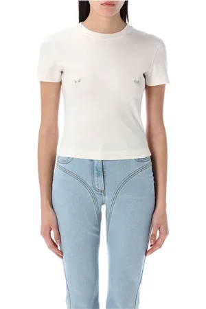 MUGLER Top, Dame, Hvid, M, Bomuld, Hvid Pierced Baby T-shirt