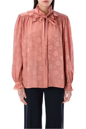 Chloé Bluser & Skjorter, Dame, Lyserød, XS, Vild Blomstret Silkebluse