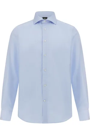Boggi Milano Skjorte, Herre, Blå, 2XL, Bomuld, Ultimate Non-Iron Regular Fit Houndstooth Bomuldsskjorte