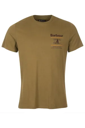 Barbour Top, Herre, Grøn, XL, Khaki Oversized Casual T-Shirt