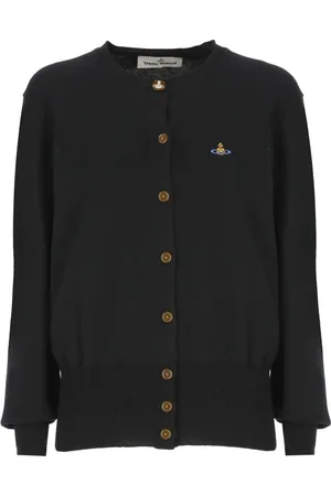 Vivienne Westwood Strik, Dame, Sort, M, Bomuld, Sort Cardigan med Crew Halsudskæring