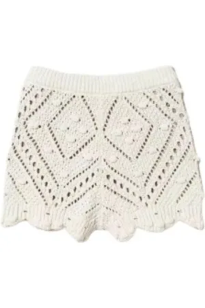 Twin-Set Shorts, Dame, , S, Bomuld, Diamondmønster Strik Shorts