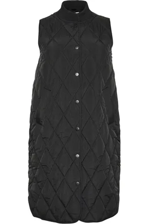 Kaffe Jakke, Dame, Sort, 6XL, Uld, Quiltet Vest Jakke Sort Dyb