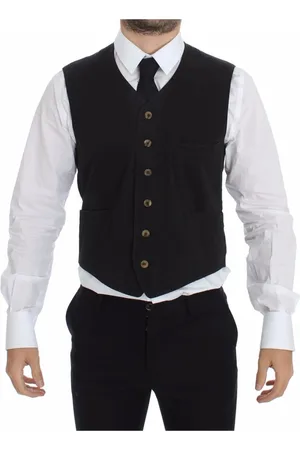 Dolce & Gabbana Jakkesæt, Herre, Sort, M, Bomuld, Elegant Sort Kjole Vest