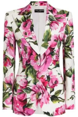Dolce & Gabbana Jakke, Dame, Flerfarvet, S, Petunia Hvid Blomstret Blazer