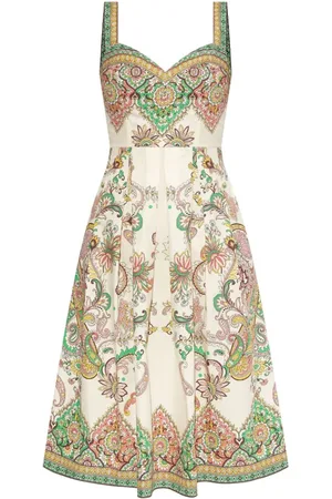 Etro Kjole, Dame, Flerfarvet, XS, Bomuld, Multifarvet Paisley Midi Kjole