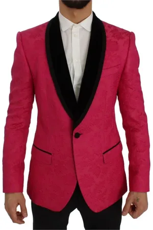 Dolce & Gabbana Jakke, Herre, Lyserød, XS, Bomuld, Blomstret Slim Fit Blazer