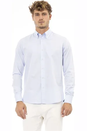 BALDININI Skjorte, Herre, Blå, M, Bomuld, Italiensk stil Regular Fit Bl skjorte