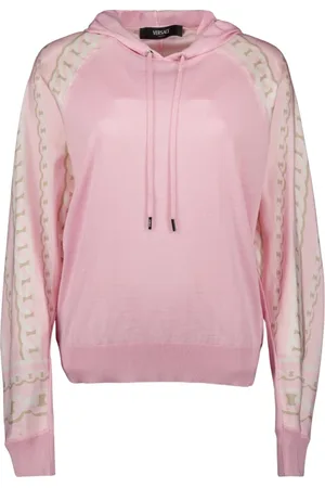VERSACE Sweathshirts & Hoodies, Dame, Lyserød, XS, Bomuld, Silke og bomuld hættetrøje
