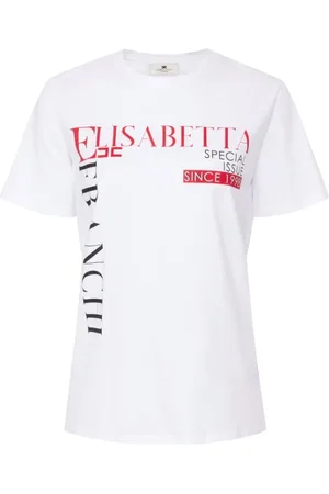 Elisabetta Franchi Top, Dame, Hvid, S, Bomuld, Bogstavtryk Jersey T-shirt