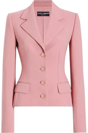 Dolce & Gabbana Jakke, Dame, Lyserød, 2XS, Uld, Rosa Silkejakker med Canneté-dækkede knapper