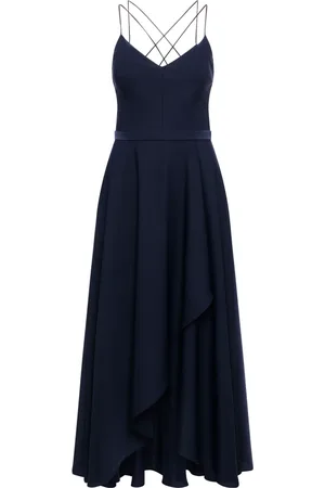 Vera Mont Kjole, Dame, Blå, S, Uld, Elegant Ruffle Aftenkjole