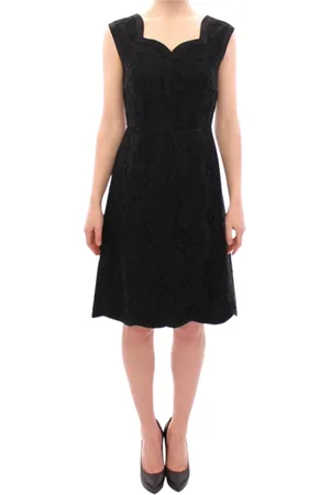 Dolce & Gabbana Kjole, Dame, Sort, XS, Bomuld, Sort Blomstret Blonder Sicily Catwalk Kjole