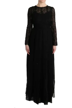 Dolce & Gabbana Kjole, Dame, Sort, 2XS, Bomuld, Elegant Sort Kjole med Lange Ærmer