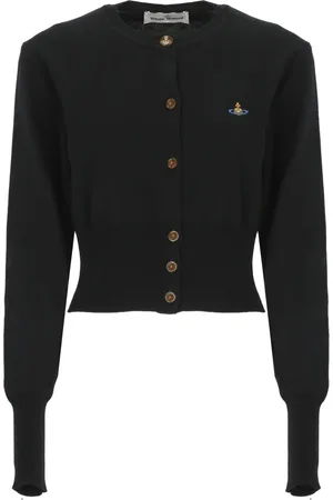 Vivienne Westwood Strik, Dame, Sort, S, Bomuld, Sort Bomuld Cashmere Cardigan Sweater