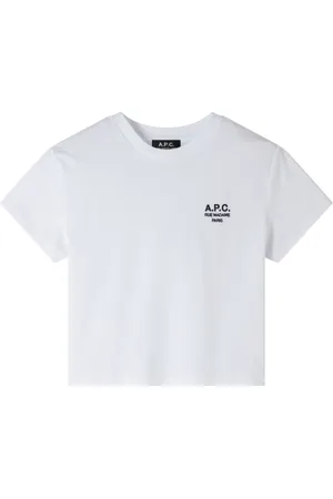 A.P.C. Top, Dame, Hvid, S, Bomuld, Marineblå Bomulds T-shirt