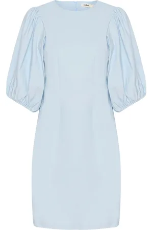 Soaked in Luxury Kjole, Dame, Blå, S, Feminin Kjole med Pufærmer
