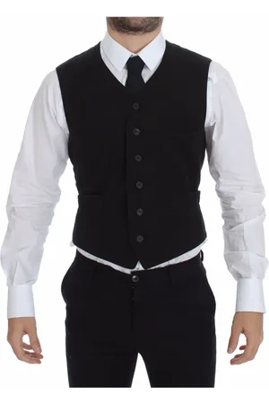 Dolce & Gabbana Jakkesæt, Herre, Sort, XS, Bomuld, Elegant Sort Bomuld Blandingskjole Vest