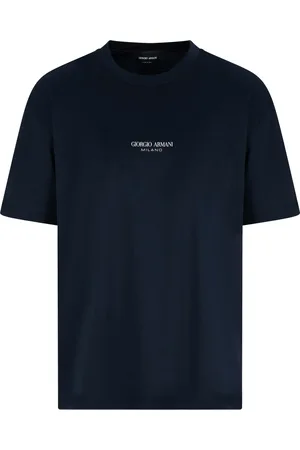 Giorgio Armani Top, Herre, Blå, 2XL, Blå T-shirt til mænd