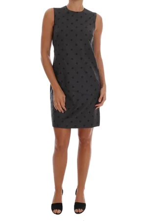 Dolce & Gabbana Kjole, Dame, Grå, XS, Uld, Polka Dot Uld Ærmeløs Kjole