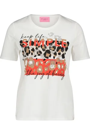 Betty Barclay Top, Dame, Hvid, L, Uld, Trykt Basis T-shirt med Glittersten