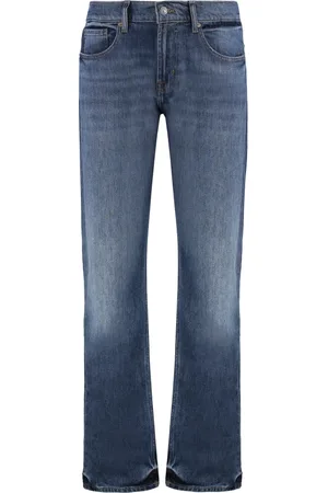 7 for all Mankind Jeans, Herre, Blå, W33, Bomuld, Straight Leg Jeans med fem lommer