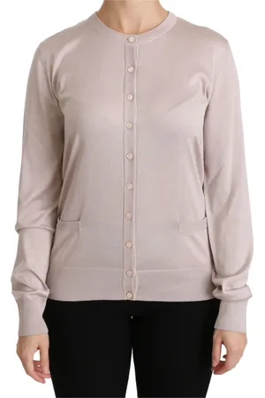 Dolce & Gabbana Strik, Dame, Lyserød, M, Bomuld, Luksuriøs Silkeblandet Cardigan