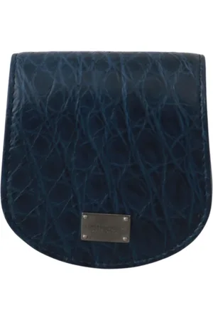 Dolce & Gabbana Tilbehør, Herre, Blå, ONE SIZE, Læder, Elegant Bl Caimano Lder Pung