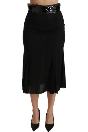 Dolce & Gabbana Nederdel, Dame, Sort, S, Polyester, Sort Paliet Højtaljet Nederdel