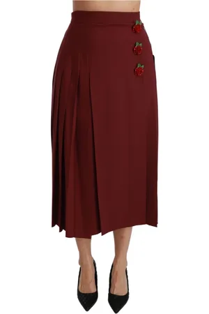 Dolce & Gabbana Nederdel, Dame, Rød, 2XS, Uld, Elegant rød uld højtaljet nederdel