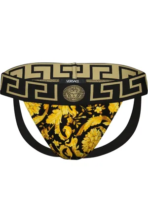 VERSACE Undertøj, Herre, Gul, L, Bomuld, Barocco Gul Jockstrap Forår-Sommer 2025