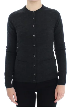 Dolce & Gabbana Strik, Dame, Grå, XS, Uld, Elegant grå uld cardigan sweater