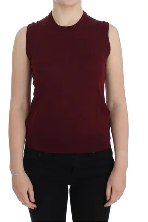Dolce & Gabbana Strik, Dame, Rød, XS, Uld, Rød ærmeløs uld pullover vest