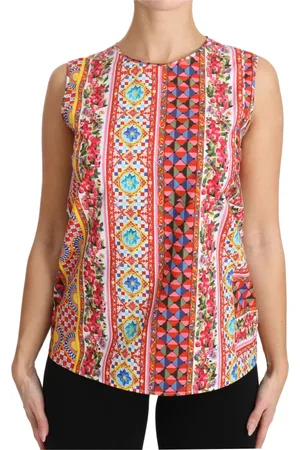 Dolce & Gabbana Top, Dame, Flerfarvet, M, Bomuld, Carretto Print Bomuld Tank Top