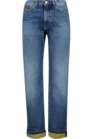 VERSACE Jeans, Herre, Blå, W33, Bomuld, Barocco Straight Jeans Forår-Sommer 2025