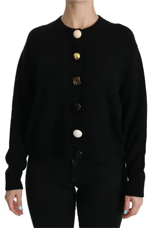 Dolce & Gabbana Strik, Dame, Sort, S, Cashmere, Luksuriøs Cashmere Cardigan Top