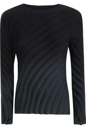 Issey Miyake Top, Dame, Sort, M, Polyester, Plisseret Skjorte