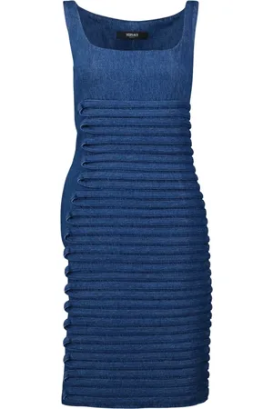 VERSACE Kjole, Dame, Blå, 2XS, Denim, Denim Kjole Forår-Sommer 2025 Kollektion
