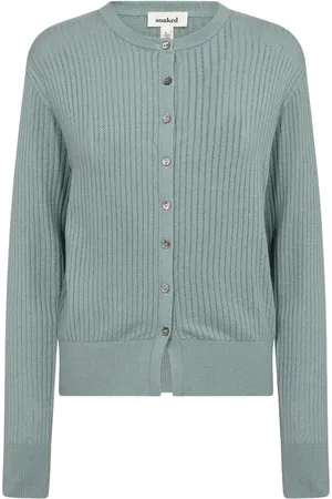 Soaked in Luxury Strik, Dame, Blå, XS, Uld, Sølvblå Cardigan Strik