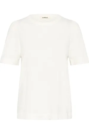 Soaked in Luxury Top, Dame, Hvid, M, Bomuld, Puff Tee Top i Broken