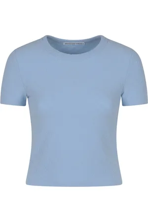 Alexander Wang Top, Dame, Blå, S, Blå Crew Neck Baby Tee Skjorte