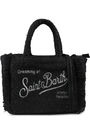 MC2 SAINT BARTH Taske, Dame, Sort, ONE SIZE, Tweed, Sort tweed taske med frynser