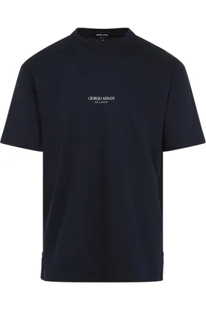 Giorgio Armani Top, Herre, Blå, XL, Bomuld, Blå T-shirt til mænd