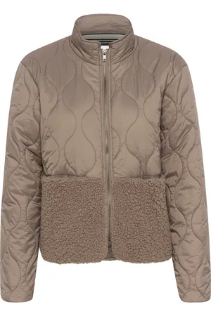 Saint Tropez Jakke, Dame, Brun, S, Uld, Quiltet Teddy Jakke i Cinder