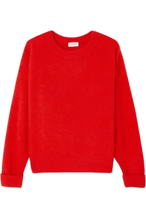 American Vintage Strik, Dame, Rød, S, Uld, Vintage Bådhals Langærmet Sweater