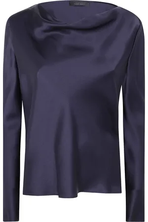 Alberta Ferretti Top, Dame, Blå, S, Satin, Satin Bluse