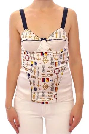 Dolce & Gabbana Top, Dame, Flerfarvet, XS, Uld, Sømands Hvid Stretch Tank Top