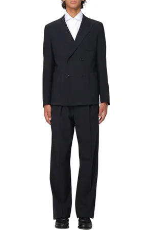 Emporio Armani Jakkesæt, Herre, Blå, XL, Uld, Blå Dobbeltradet Uld Stretch Kjole