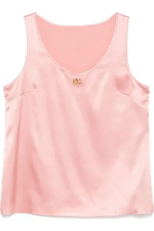 Dolce & Gabbana Top, Dame, Lyserød, XS, Luksus Silke Vison Top